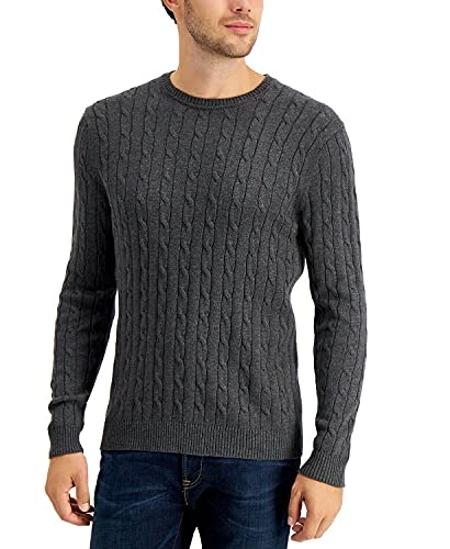 Club Room Mens Sweater Charcoal Cable-Knit Pullover Gray Size XL