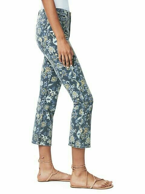 Joe's Jeans Callie Cropped Floral-Print Jeans women's blue Size 24 MSRP $188