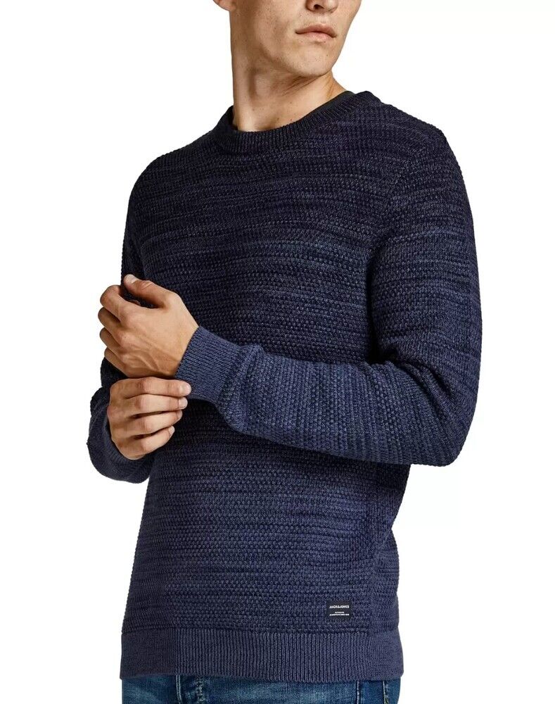 Jack & Jones Men s Thomas Ombre Knit Sweater Size XXL Navy Blue