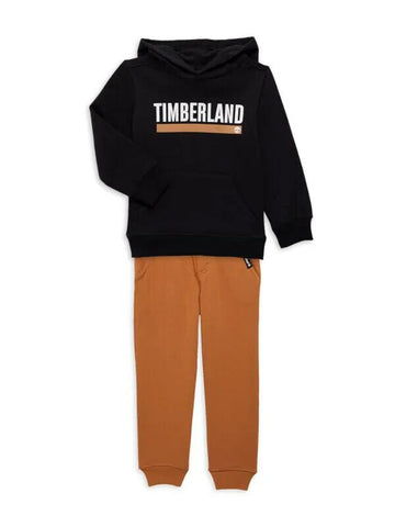 Timberland Little Boys Branded Fleece Hoodie Sweatsuit Set 2 Piece Black Size 5