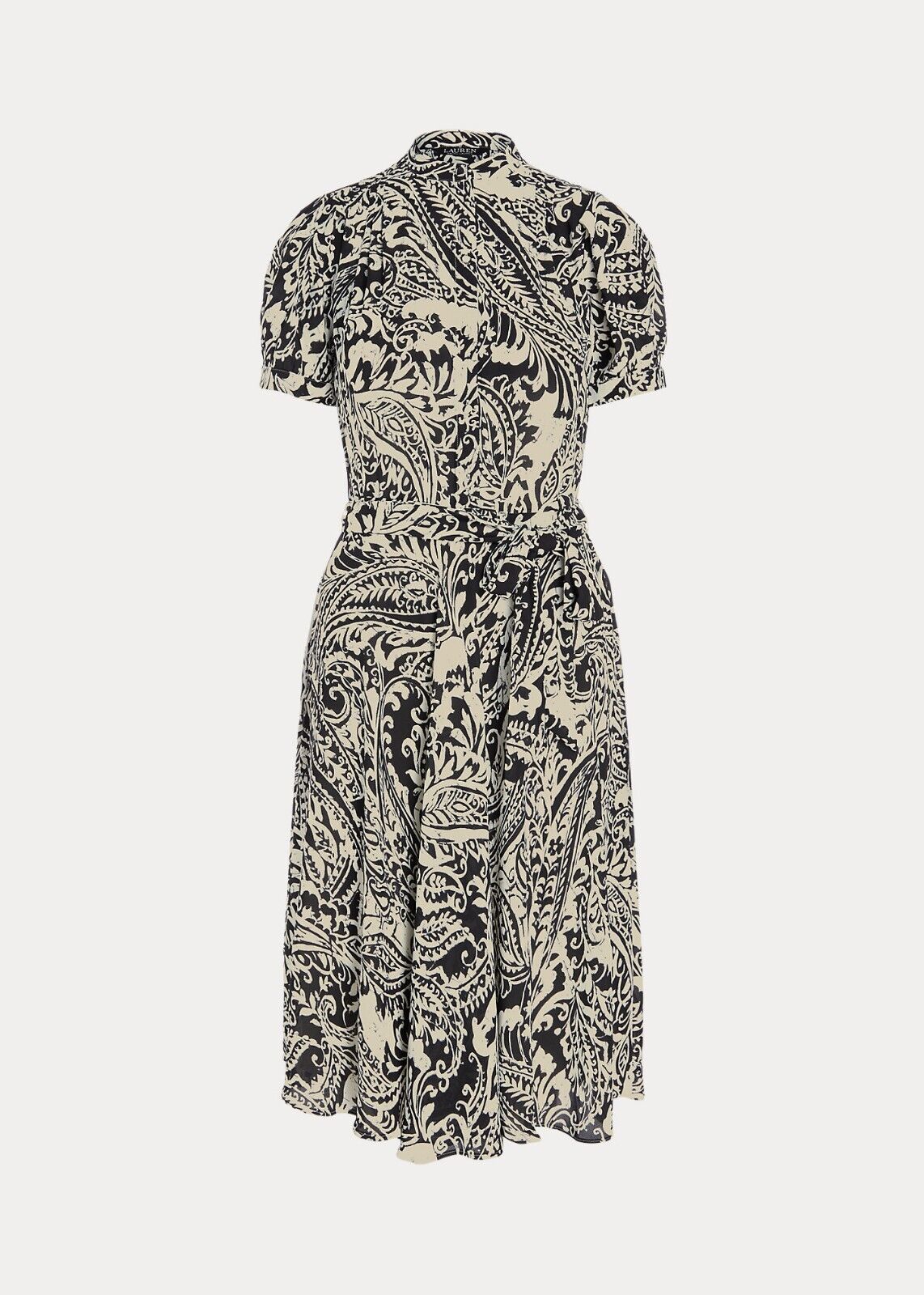 Lauren Ralph Lauren Paisley MIDI Dress Black Cream Size 12 MSRP $155