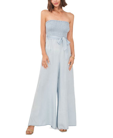 Vince Camuto Women's Smock Bodice Wide Leg Jumpsuit Blue Size XS
