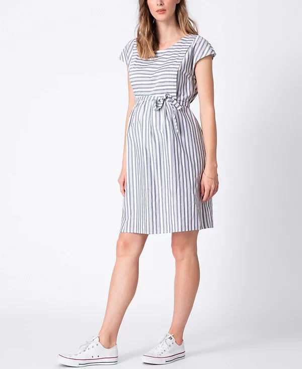 Seraphine Women's Maternity Nursing Dress Gray White Size 2 MSRP $85
