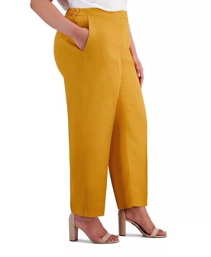 Kasper Mid Rise Straight-Le Butterscotcch DARK YELLOW Plus Size 18W MSRP $89
