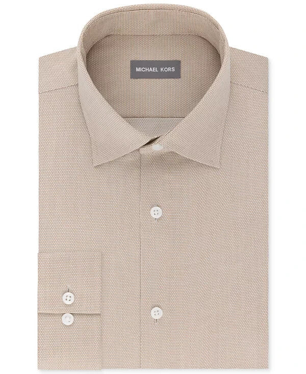 Michael Kors Airsoft Non-Iron Dress Shirt Almond Beige Size 18.5x36/37 MSRP $90