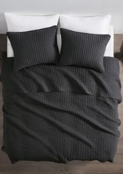 Madison Park Keaton Reversible Coverlet Set Dark Gray 3 PC