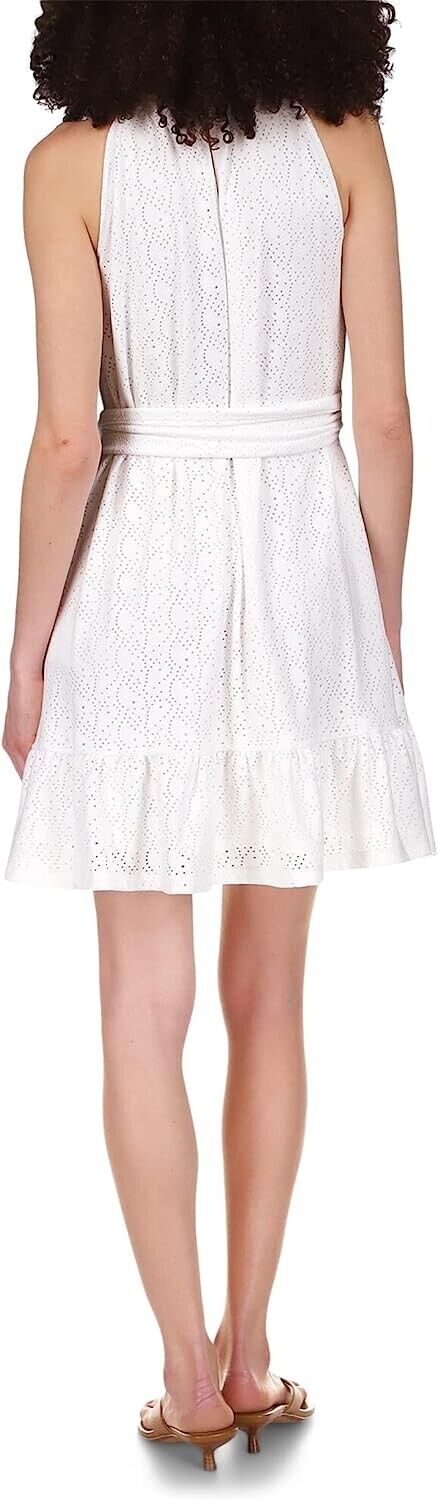 MICHAEL KORS Women's Eyelet Mock-Neck Mini Dress White Size XL MSRP $140