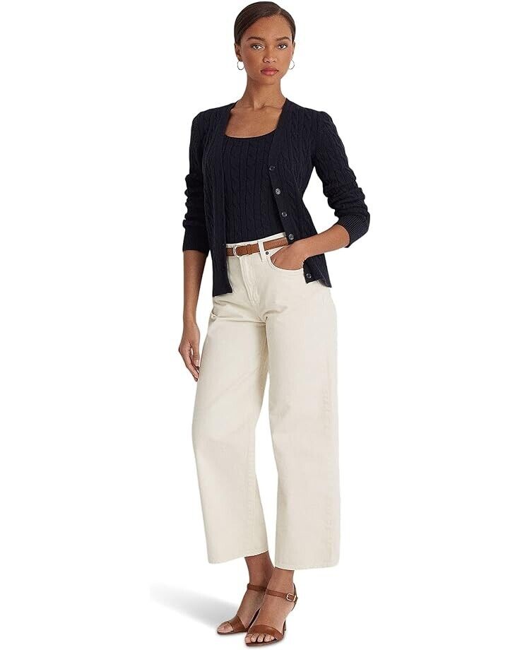 LAUREN Ralph Lauren High-Rise Wide-Leg Jean (Cream Wash) Size 6 MSRP $125