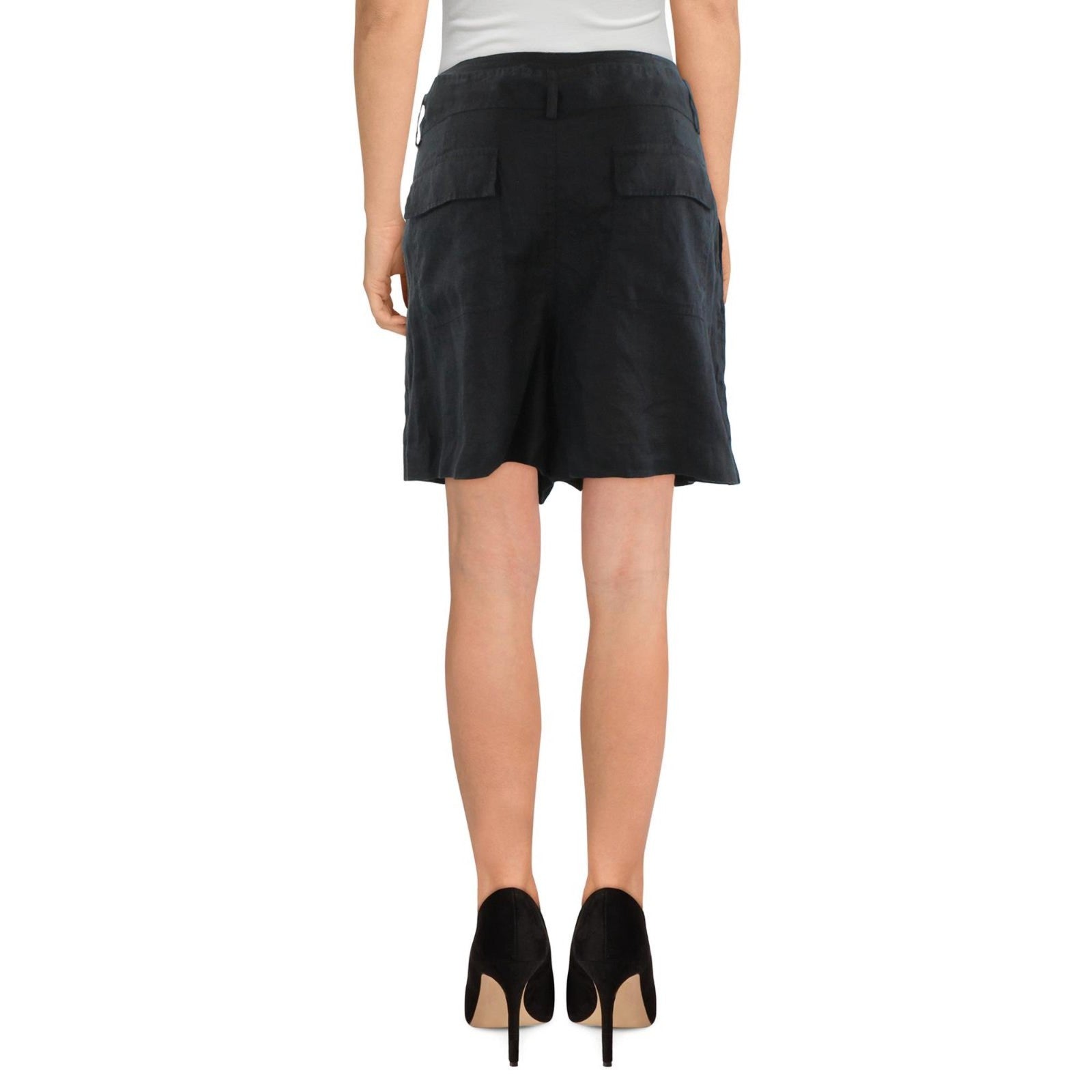 LAUREN RALPH LAUREN Women Polo Black Belted Linen Shorts Size 10 NWT $79