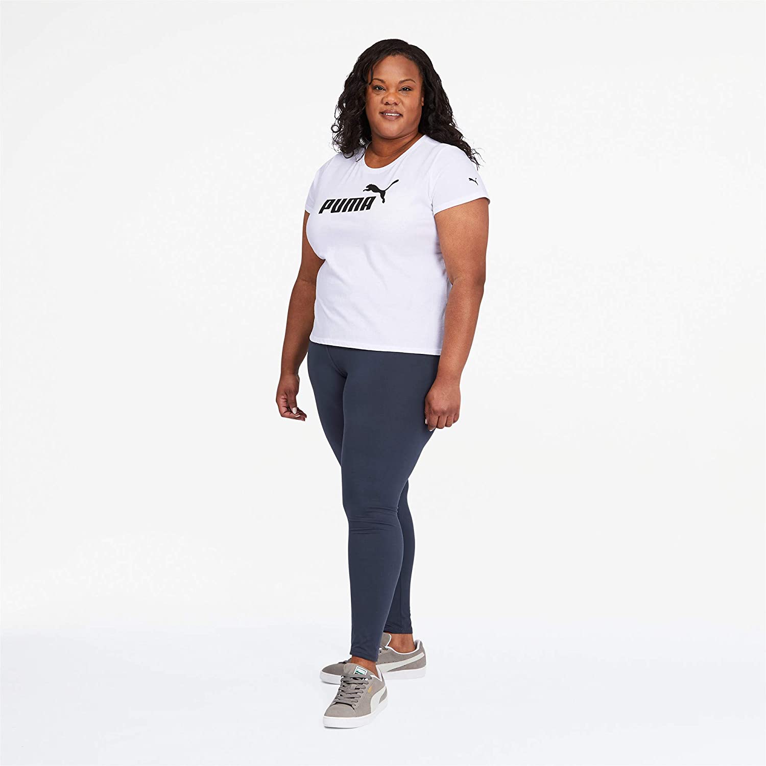Puma Women's Plus Logo Crewneck T-Shirt White Size 2X