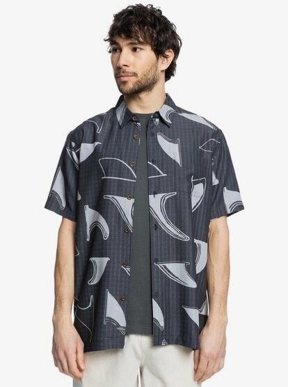 QUIKSILVER Men's Fin Drop Button Down Shirt Gray Size M MSRP $78