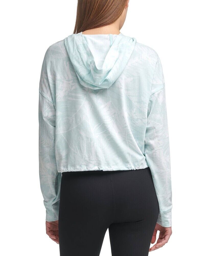Dkny Womens Sport Pixel Printed Drawstring-Waist Hoodie Blue Size M MSRP $50