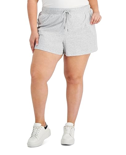 ID Ideology Women's Retro Recycled Drawstring Shorts Gray Plus Size 3X