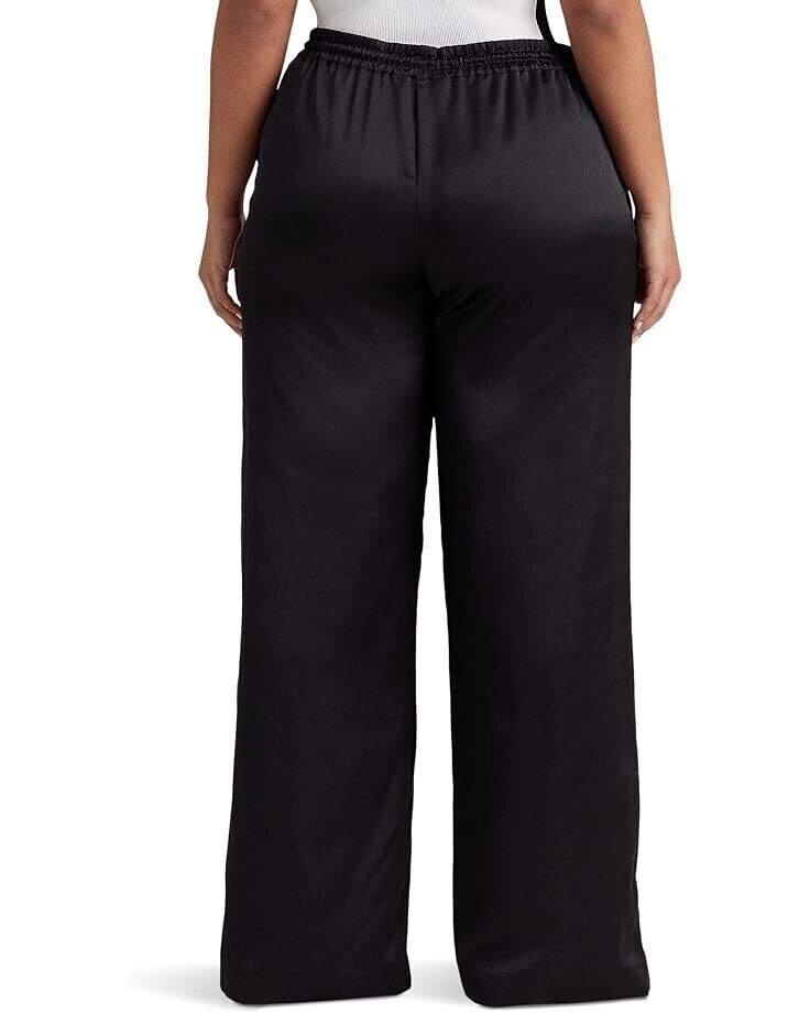 LAUREN Ralph Lauren Charmeuse Wide-Leg Pants Plus Size 2X Black MSRP $165