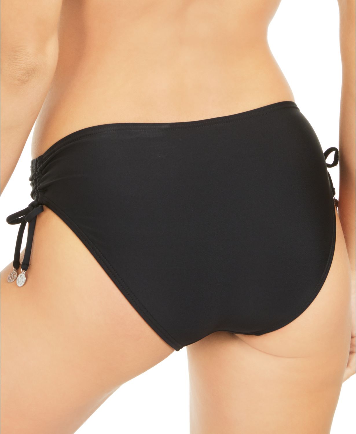 DKNY Solid Ruched-Side Bikini Bottoms Black Size XS