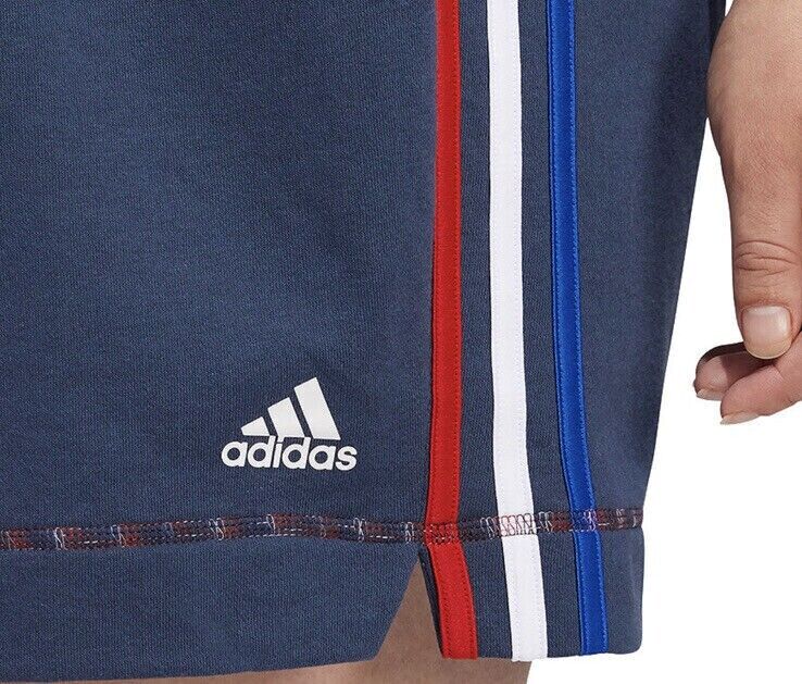 adidas womens Essentials Plus Badge of Sport Shorts Size 4X Blue MSRP $25
