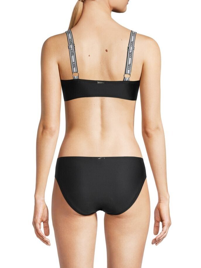 KARL LAGERFELD PARIS Logo Elastic Bandeau Bikini Top Black Size XS MSRP $68
