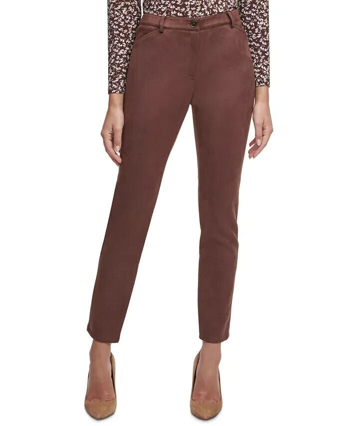 Tommy Hilfiger Women Faux-Suede BERKELEY Ankle Pants NWT Dark Brown Size 8