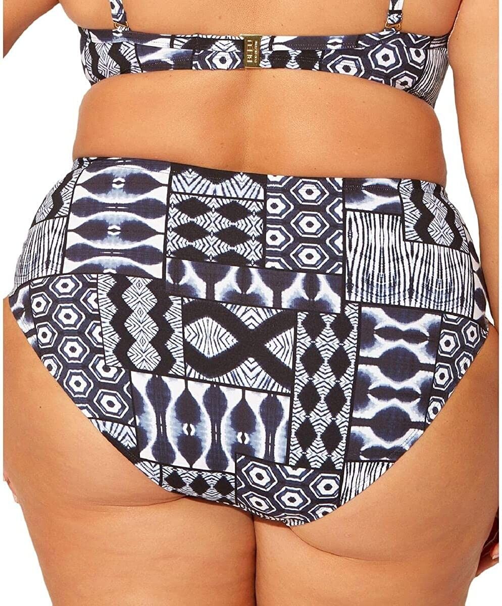 Bleu by Rod Beattie Mixed Print Plus Size Bikini Bottoms Swimsuit Black 22W $65
