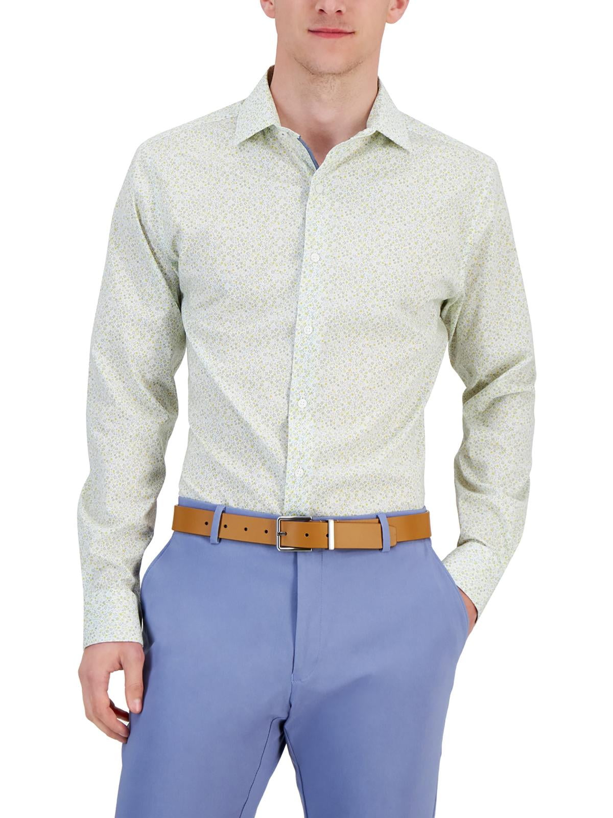 Bar III Mens Printed Stretch Button-Down Shirt