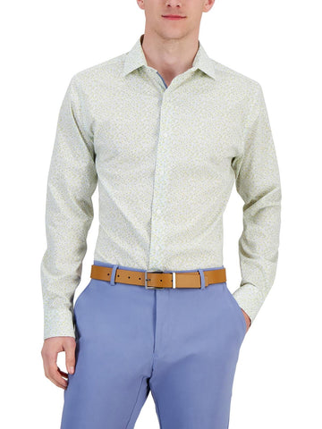 Bar III Mens Printed Stretch Button-Down Shirt