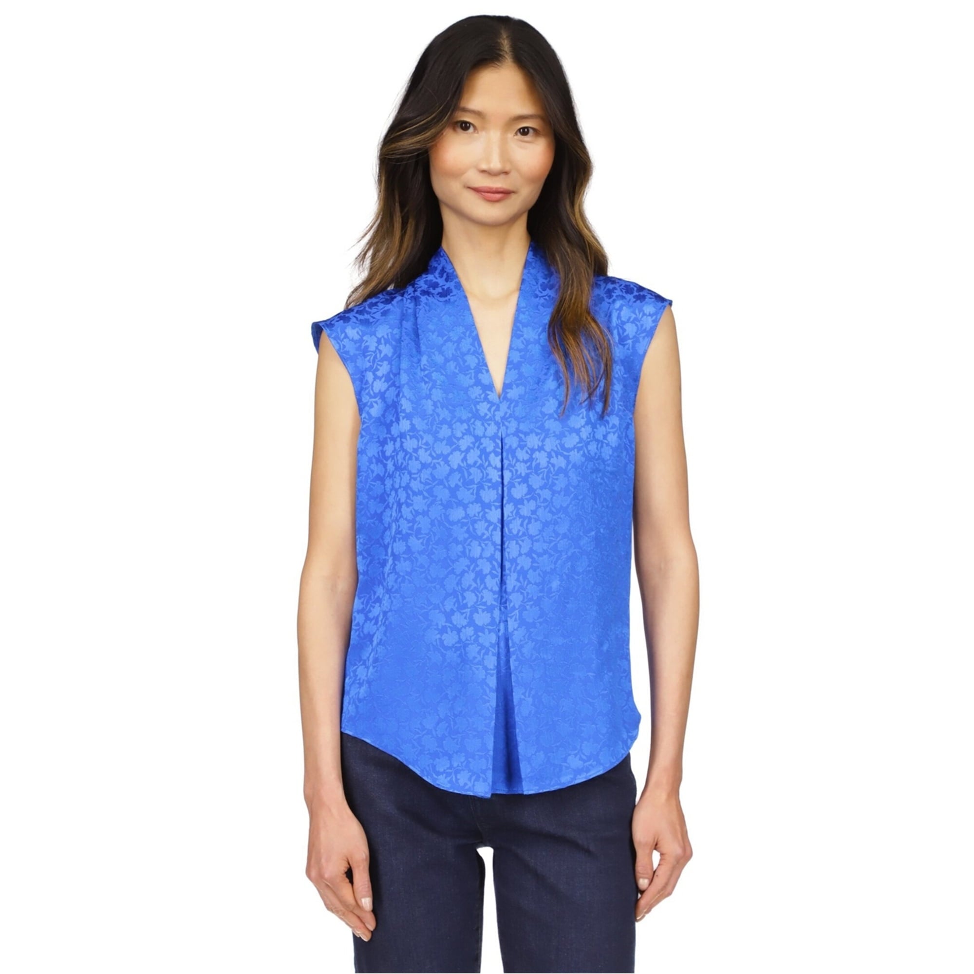 Michael Kors Womens Fleur Jacquard Halter Top Shirt, Blue, Petite, PP Size PXS