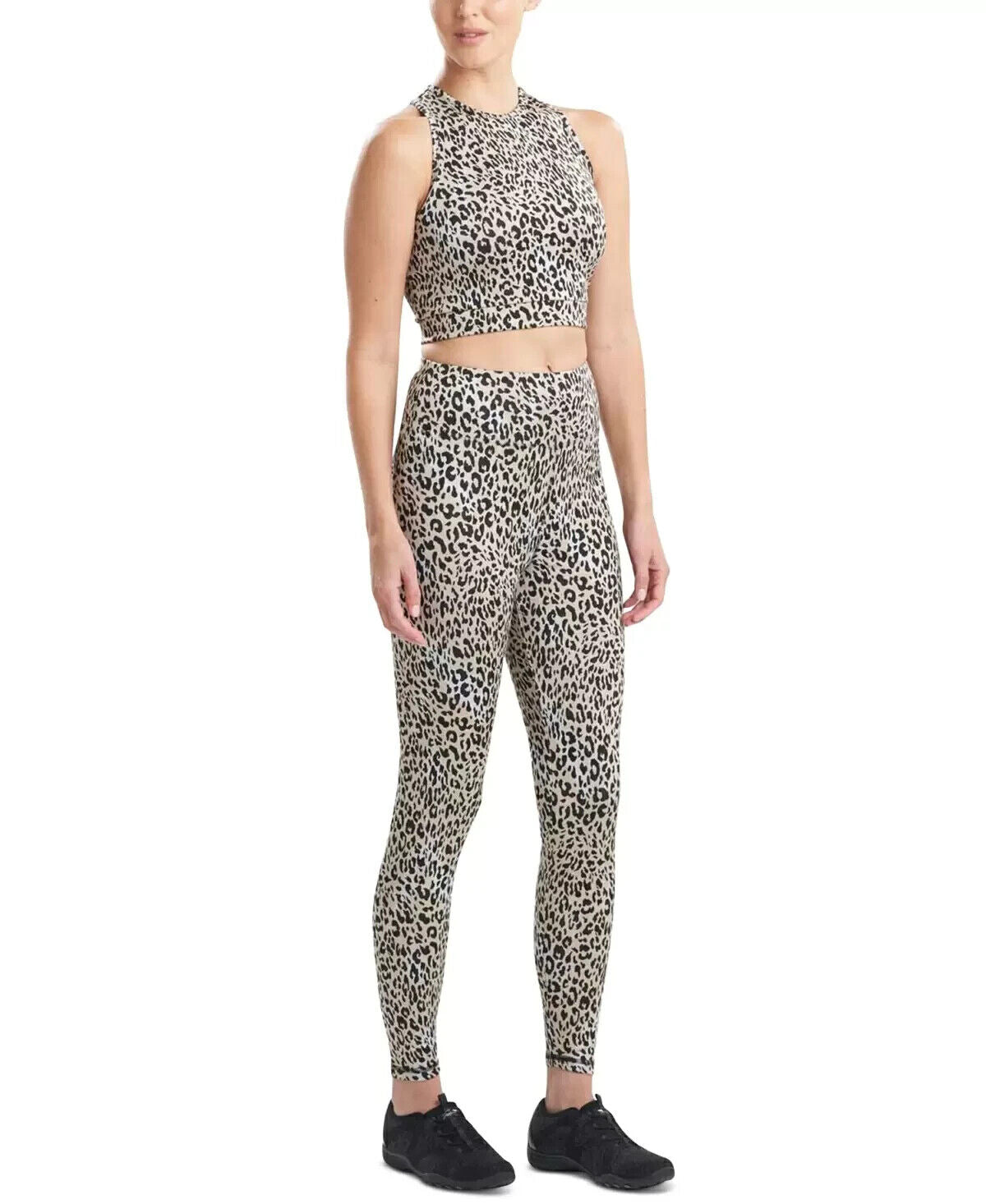 Josie Natori Getaway Animal-Print Cropped Tank Top Black Beige Size XL MSRP $44