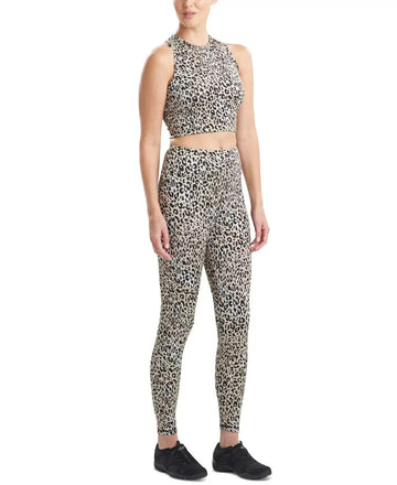 Josie Natori Getaway Animal-Print Cropped Tank Top Black Beige Size XL MSRP $44