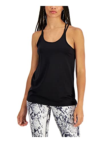Ideology Women Black Stretch Strappy Back Ventilation Sleeveless Tank Top Size S