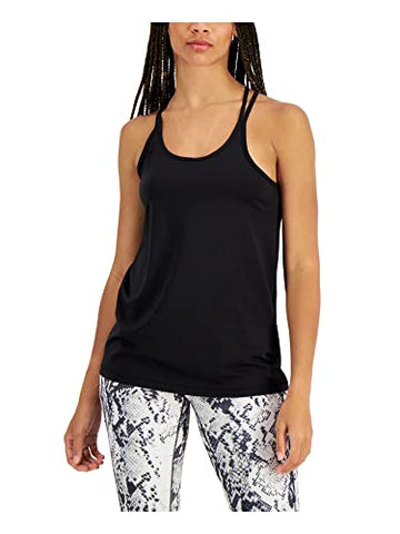 Ideology Women Black Stretch Strappy Back Ventilation Sleeveless Tank Top Size S