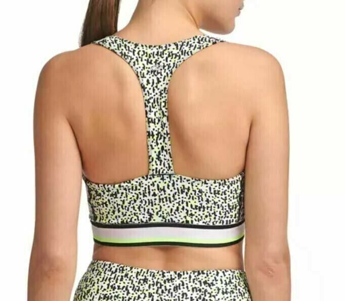 DKNY Womens Sport Printed Low-Impact Sports Bra white Size S MSRP $45
