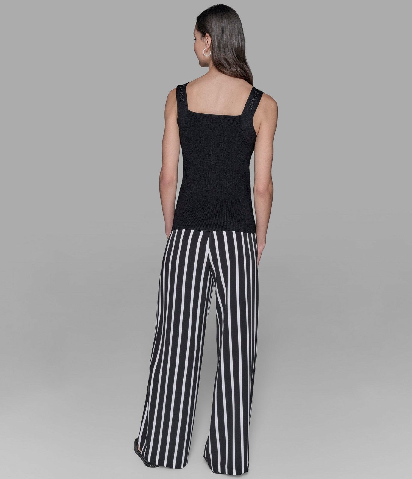 KARL LAGERFELD LOGO STRAP SWEATER TANK ONLY, BLACK, SIZE XL MSRP $69
