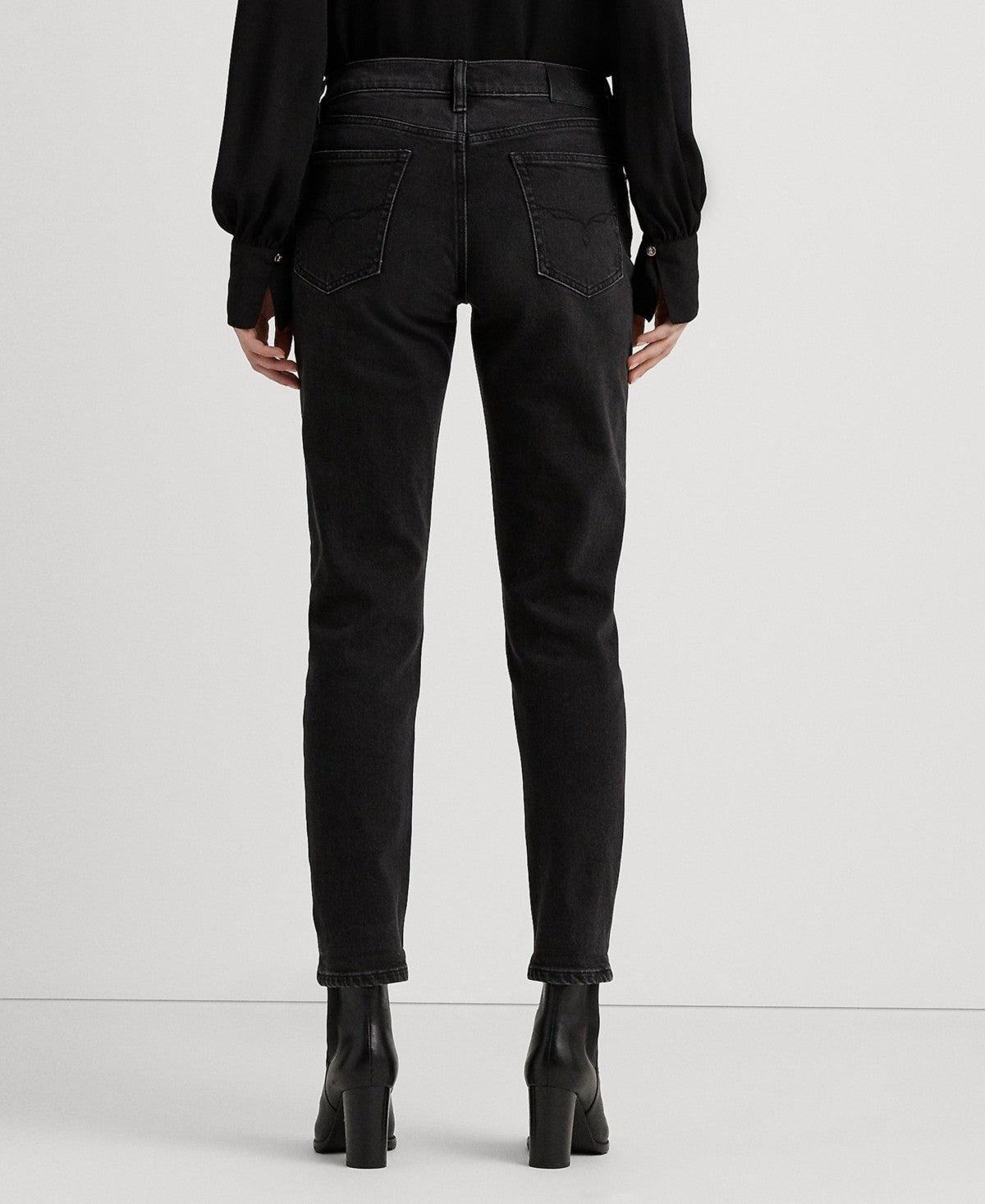 Lauren Ralph Lauren Women's Relaxed Tapered Ankle Jeans Black Size 12 MSRP $125