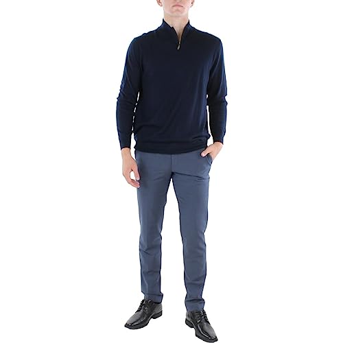 Club Room Mens Wool Blend 1/4 Zip Sweater Navy Size M