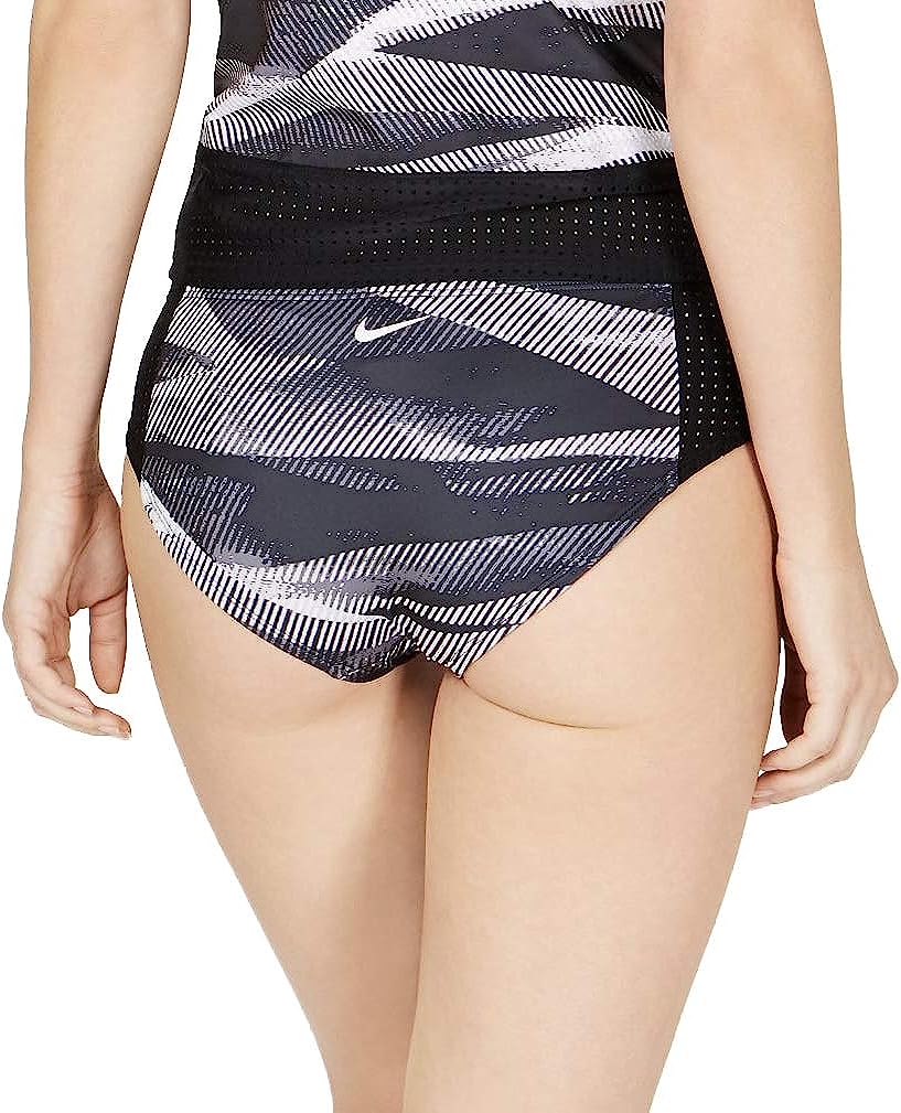 Nike Women's Line Up Printed Hipster Bikini Bottoms Size M Black White