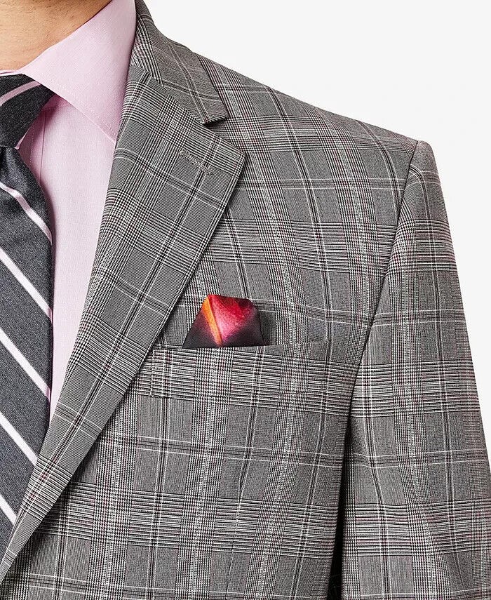 Sean John Men Classic-Fit Plaid Suit Jacket blazer Gray Pink Size 36S MSRP $360