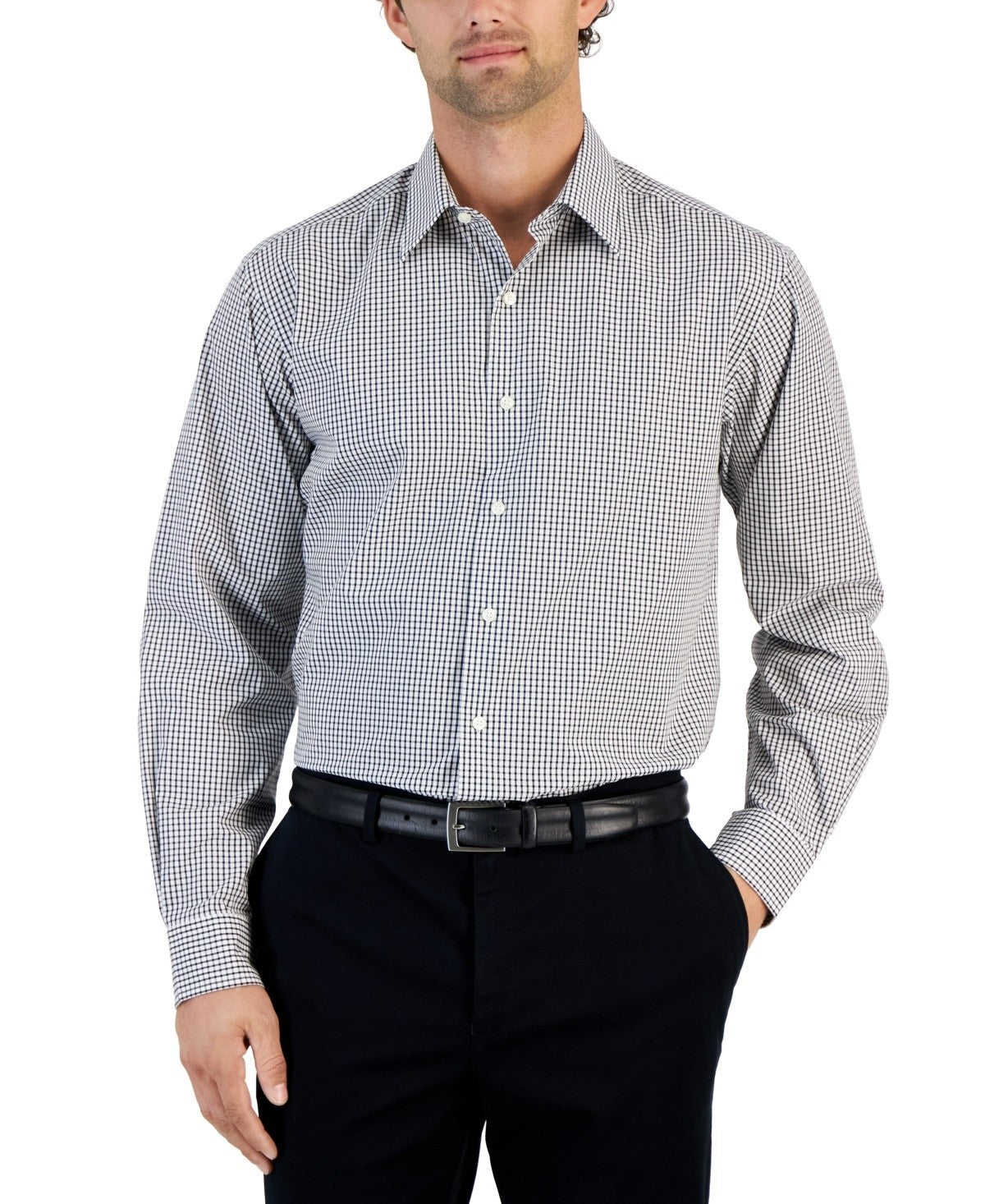 Club Room Men's Regular-Fit Dress Shirt Gray Size 15-15.5 M MSRP $50