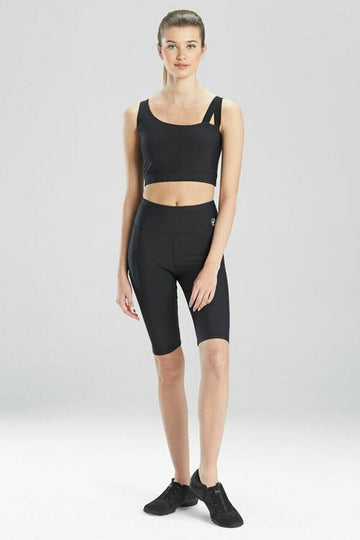 Josie Natori Womens Solstice Asymmetrical Cropped Cami Top Black Size XL MSRP$50