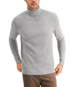 Club Room Mens Textured Cotton Turtleneck Sweater Grey Size L