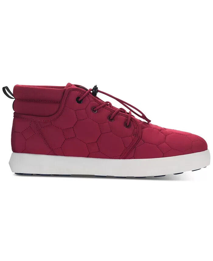 Sun + Stone Men Lace Up Quilted Puffer Boots Fin Knit Fabric-Red- Size 8.5M