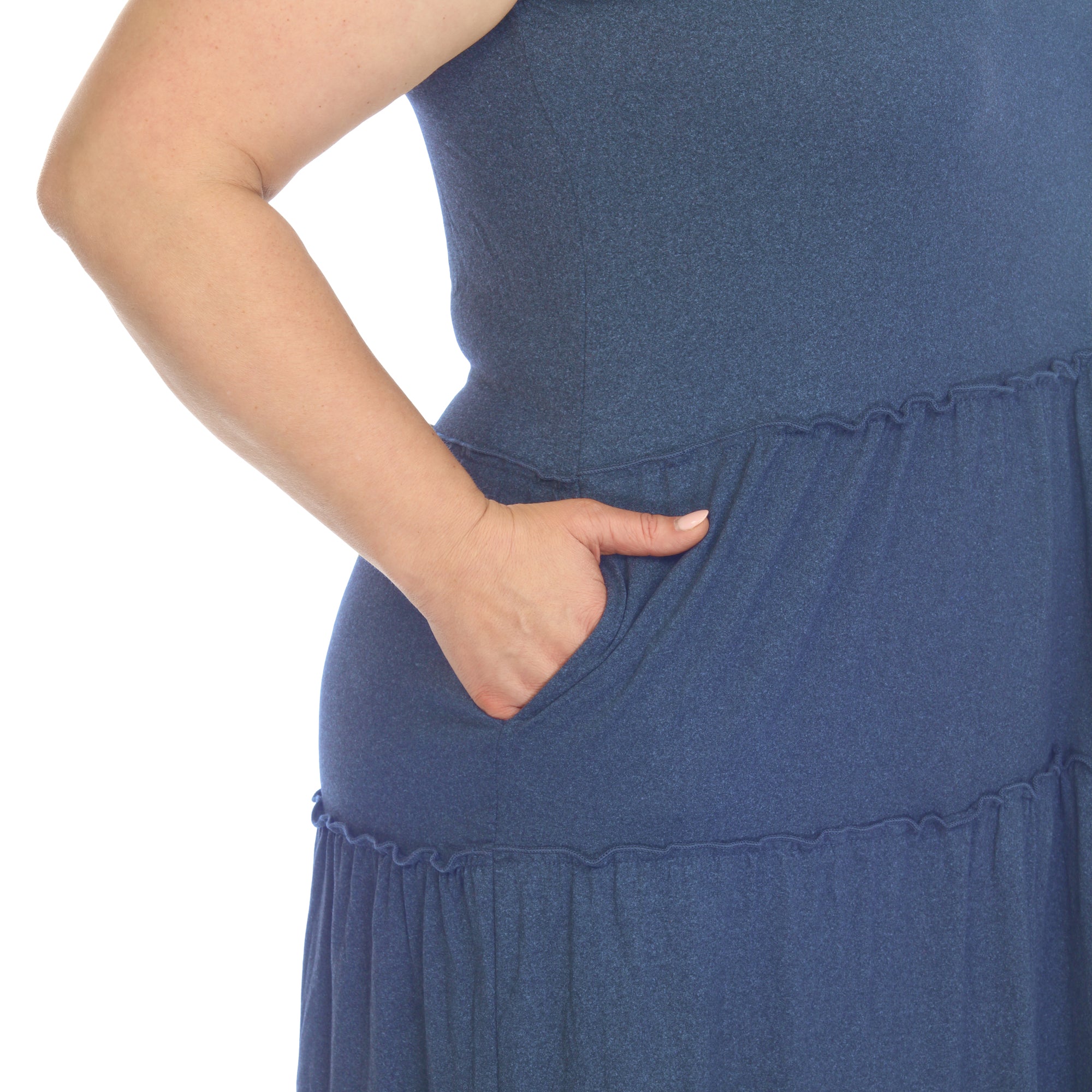 White Mark Women's Scoop Neck Tiered Midi Dress Size 3X