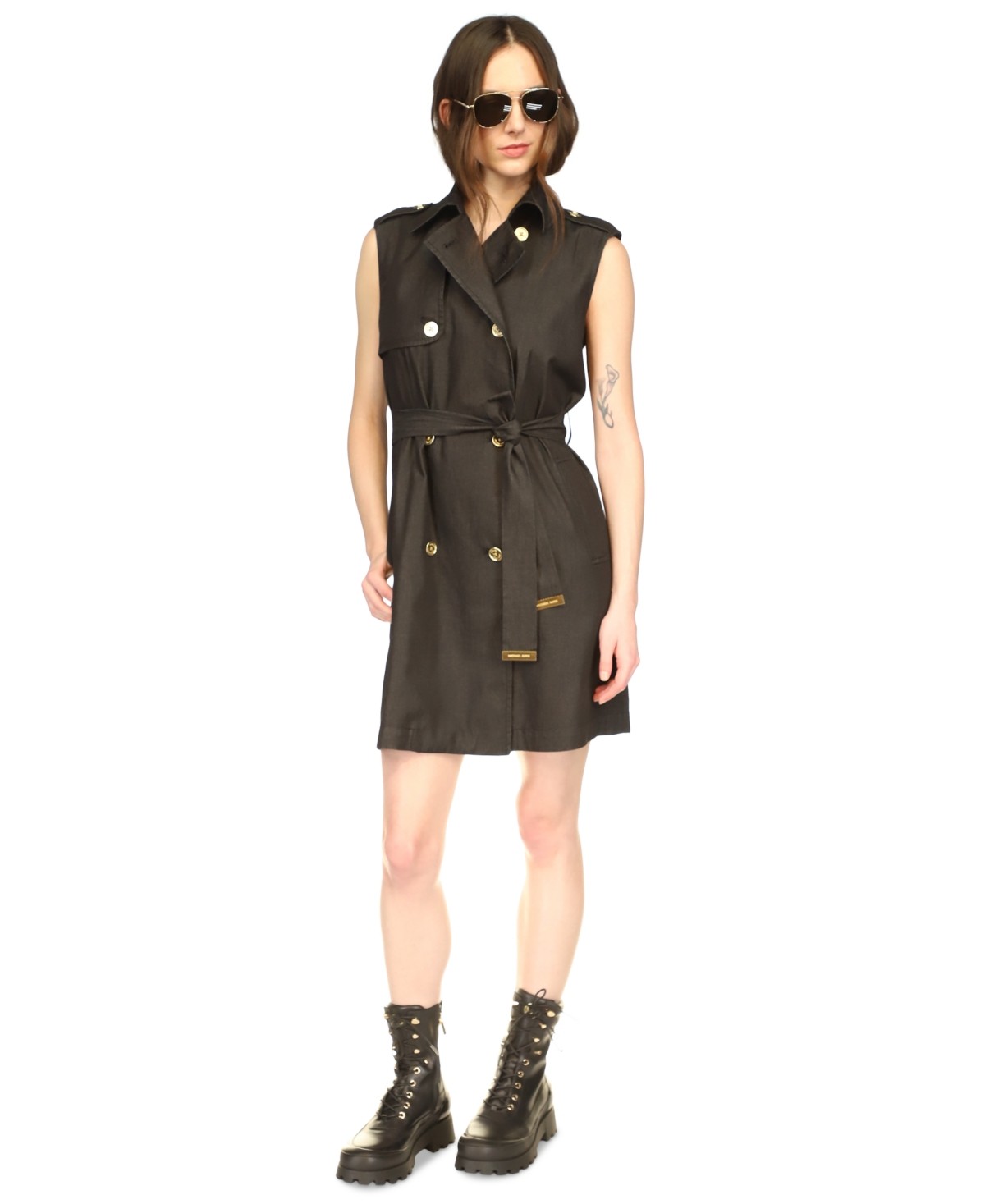 Michael Kors Womens Collered Mini Mini Dress Size XS Black