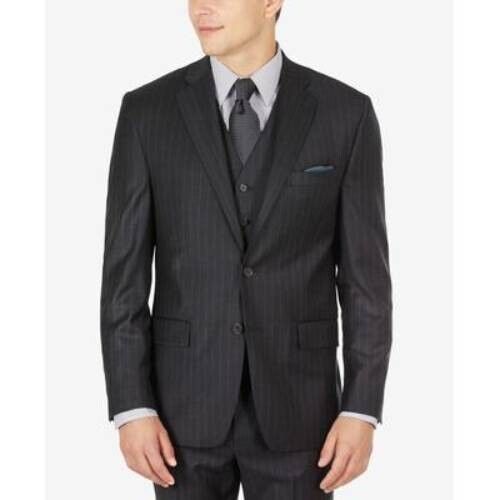 Ralph Lauren Men's Wool Flannel Classic Fit Suit Jacket Stripe Charcoal Size 48L