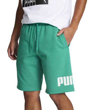 Puma Mens Regular fit Big Logo Print Fleece Shorts XL Green Solid