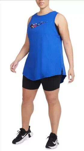 Nike Women's Dri-FIT Plus Swoosh Stars Training Tank Top Blue Size 2X MSRP $30