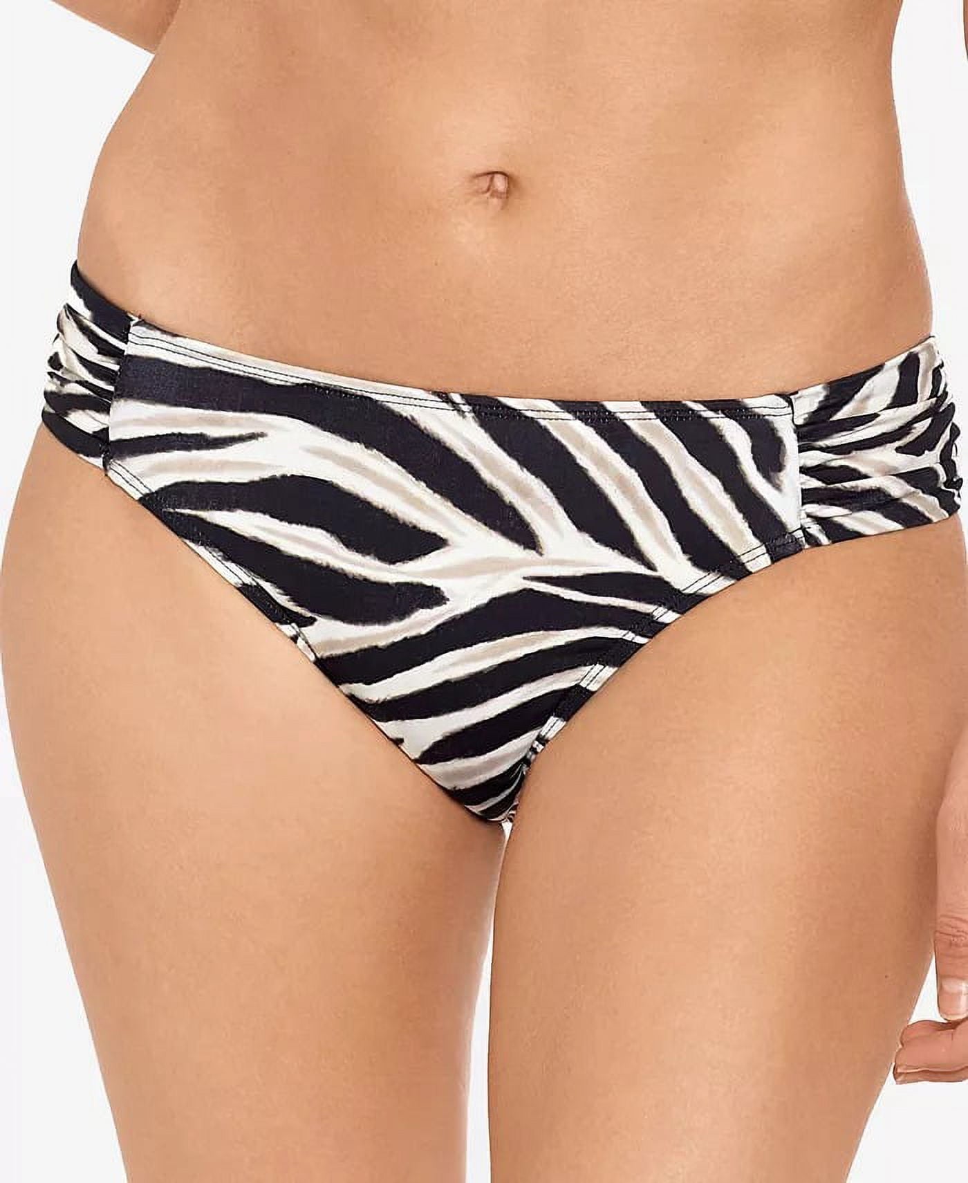 Ralph Lauren BROWN Zebra Shirred Side Tab Hipster Bikini Swim Bottom, US Size 12