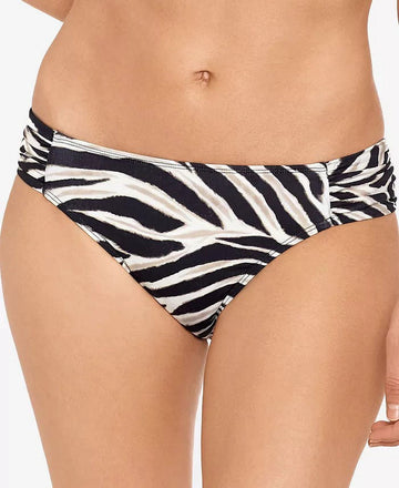 Ralph Lauren BROWN Zebra Shirred Side Tab Hipster Bikini Swim Bottom, US Size 12