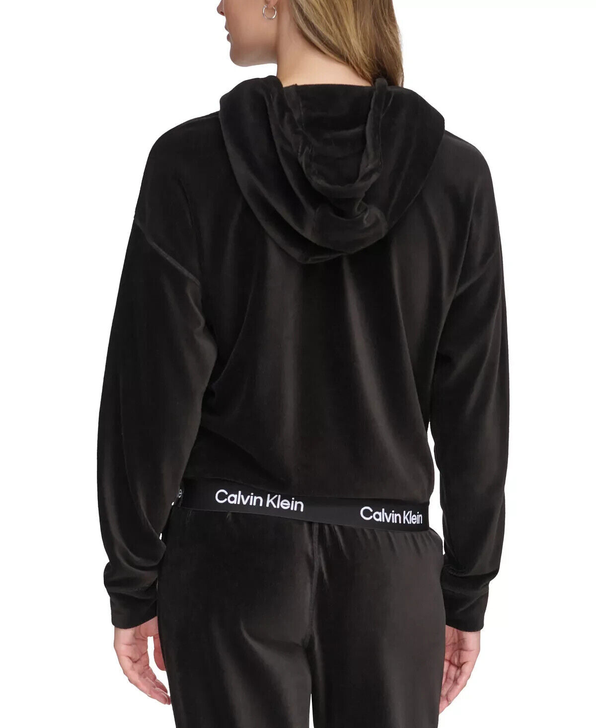 CALVIN KLEIN PERFORMANCE Women's Velour Pullover Hoodie Black Size XS MSRP $70