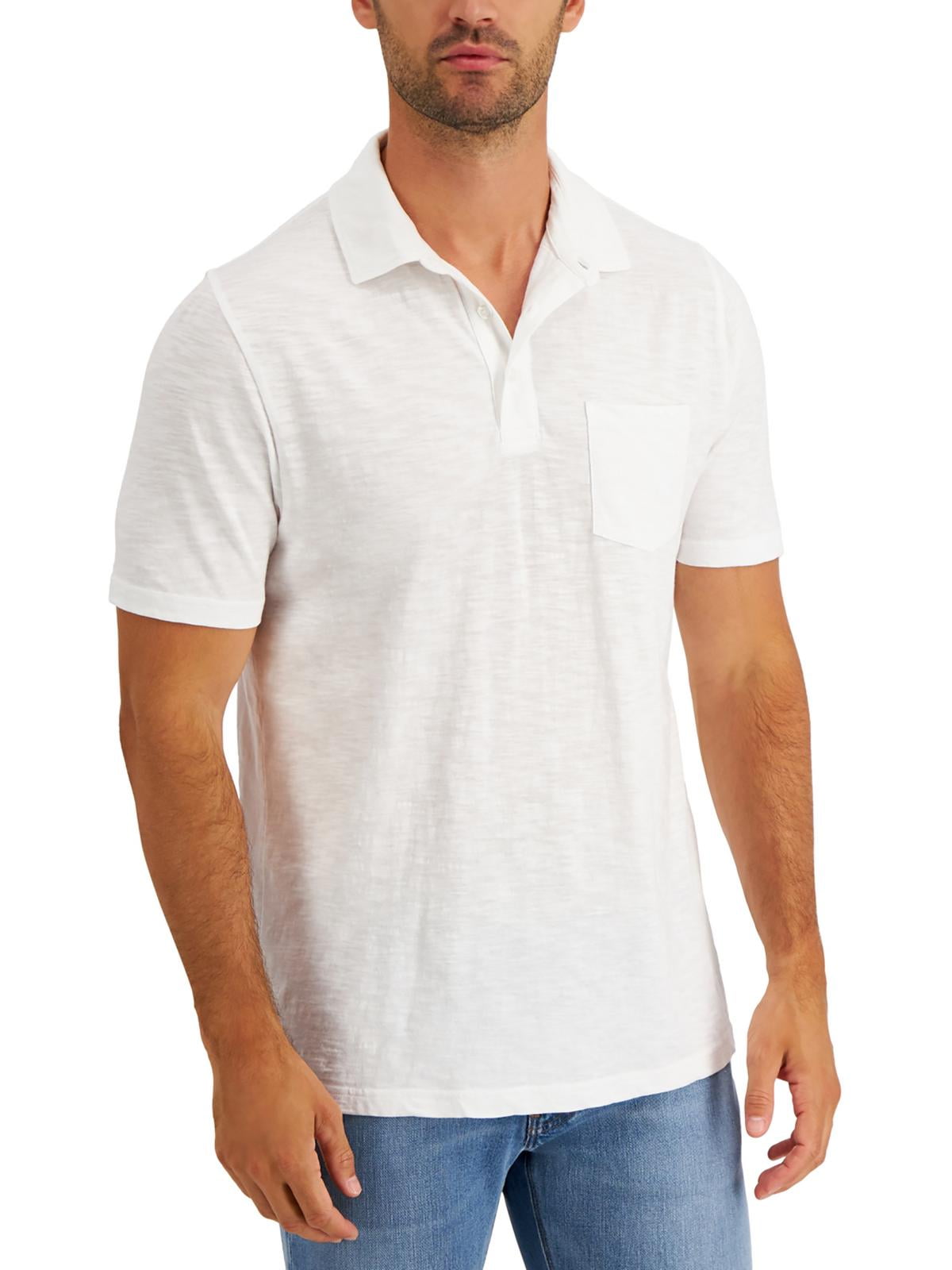 Club Room Mens Slub Short Sleeve Polo White Size XL