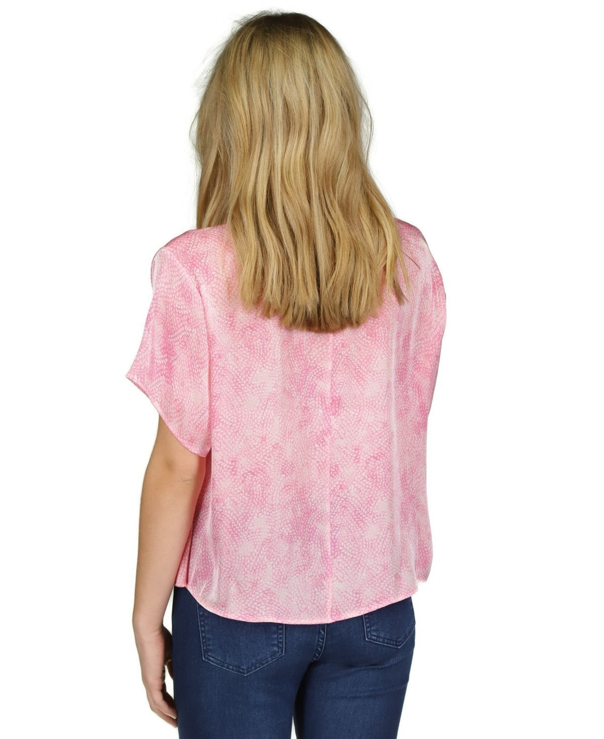 Michael Kors Women's Petal-Print Dolman-Sleeve Top Pink Size XL MSRP $110